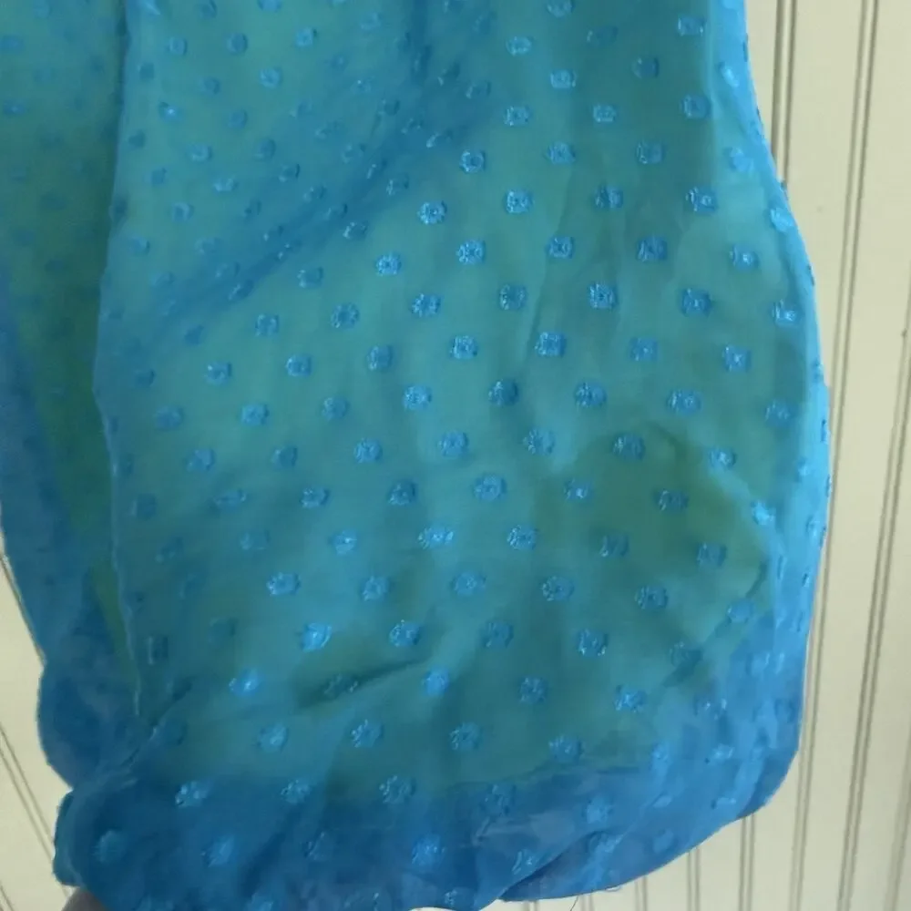 Vtg Y2k Bubble Babydoll Dress Girls Large Fairy Ditsy Floral Kidcore Blue Neon